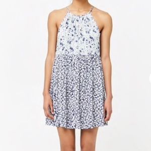 Blue Floral Self-Tie Babydoll Swing Dress